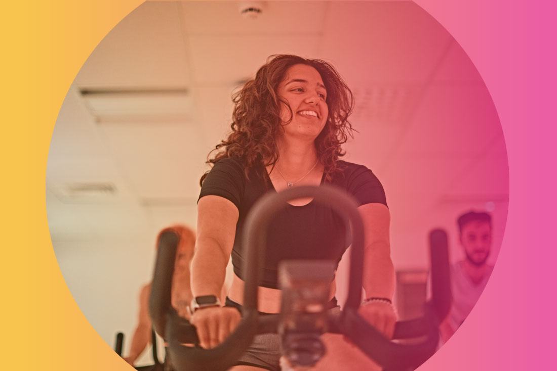 Student in a spinning class