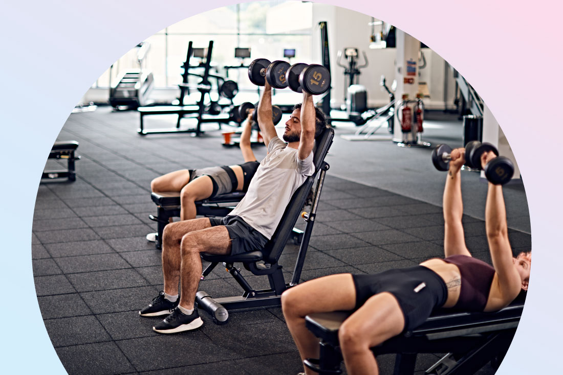People exercising in gym
